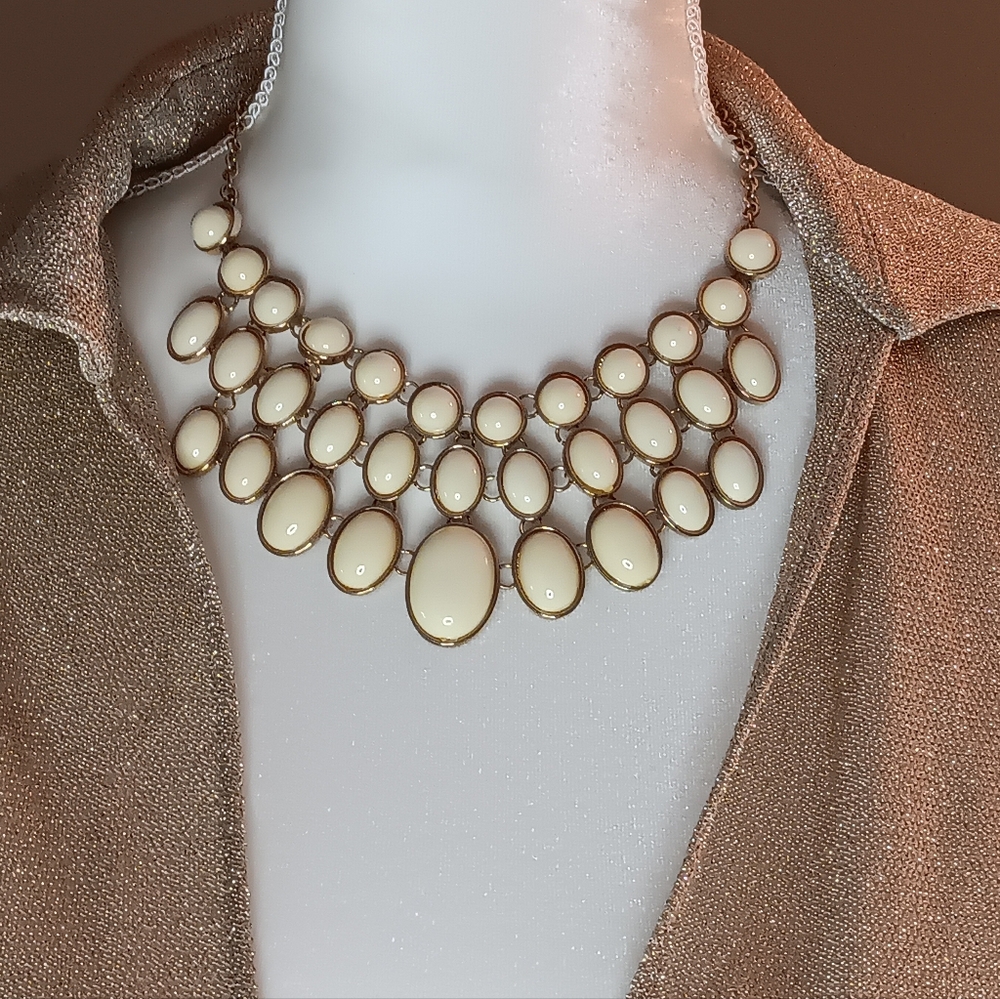 Vintage Triple Strand Apron Bib Necklace